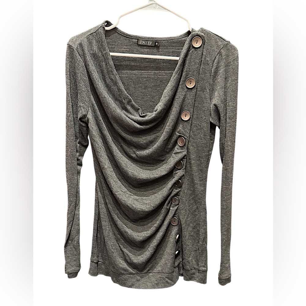 Patty Gray Button-Accent Women's Top MEDIUM